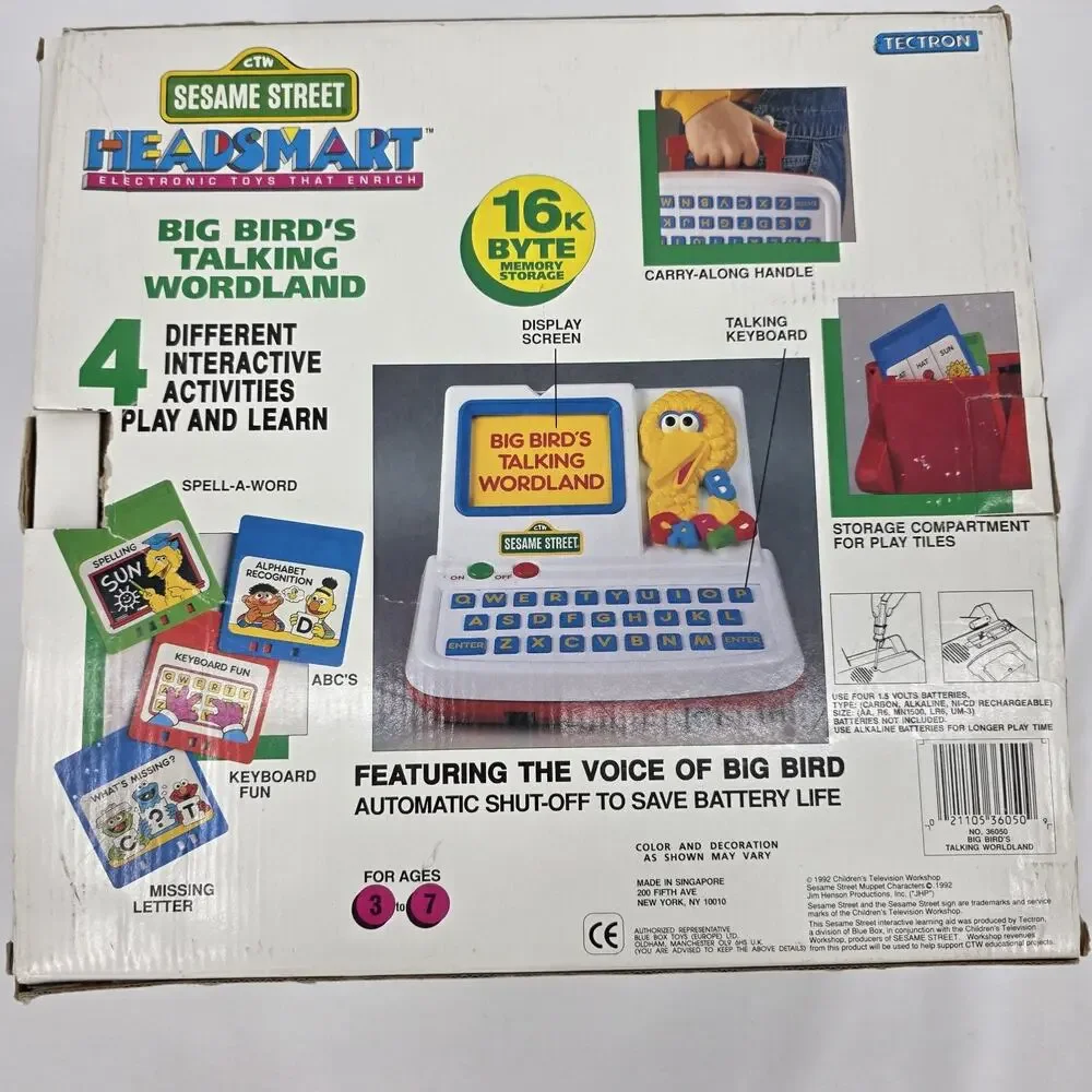Sesame Street Big Bird's Talking Wordland Electronic Game w/ Box Vintage 1992